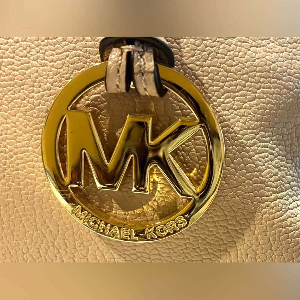 Michael Kors Double Zip Satchel Crossbody And Double Handle Beige - Picture 15 of 16